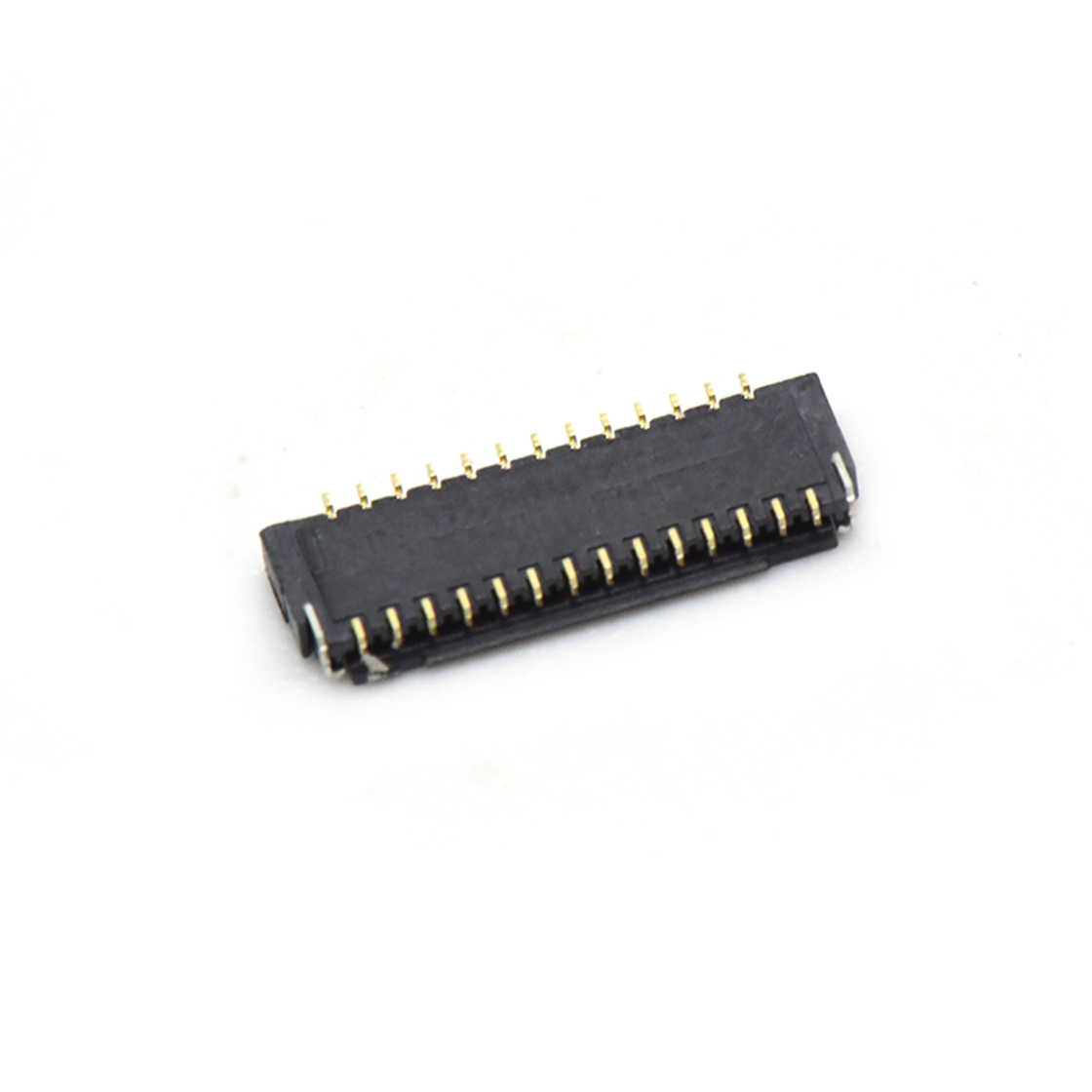 Pitch 0.30mm 90°H1.00mm 卧式下接前掀盖 SMT型 FPC 27pin 黑色 镀半金1u"，其它区域镀镍